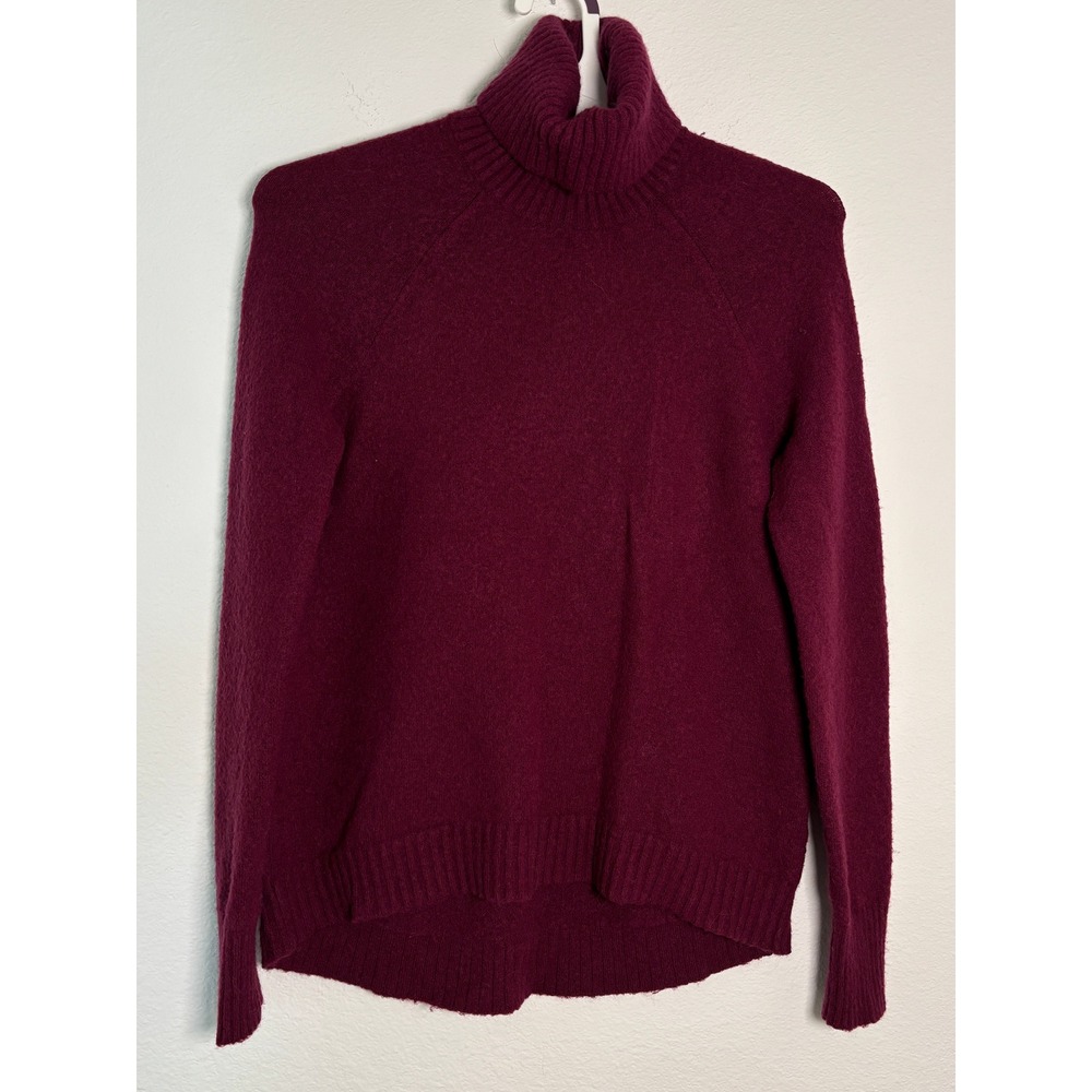 J.Crew Womens Burgundy Turtleneck Sweater XS High Low Hem Raglan Sleeve‎ Maroon